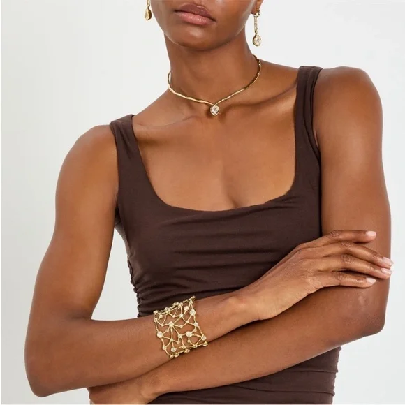 Alexis Bittar Asterales Gold Celestial Wide Cuff Bracelet - Picture 12 of 12